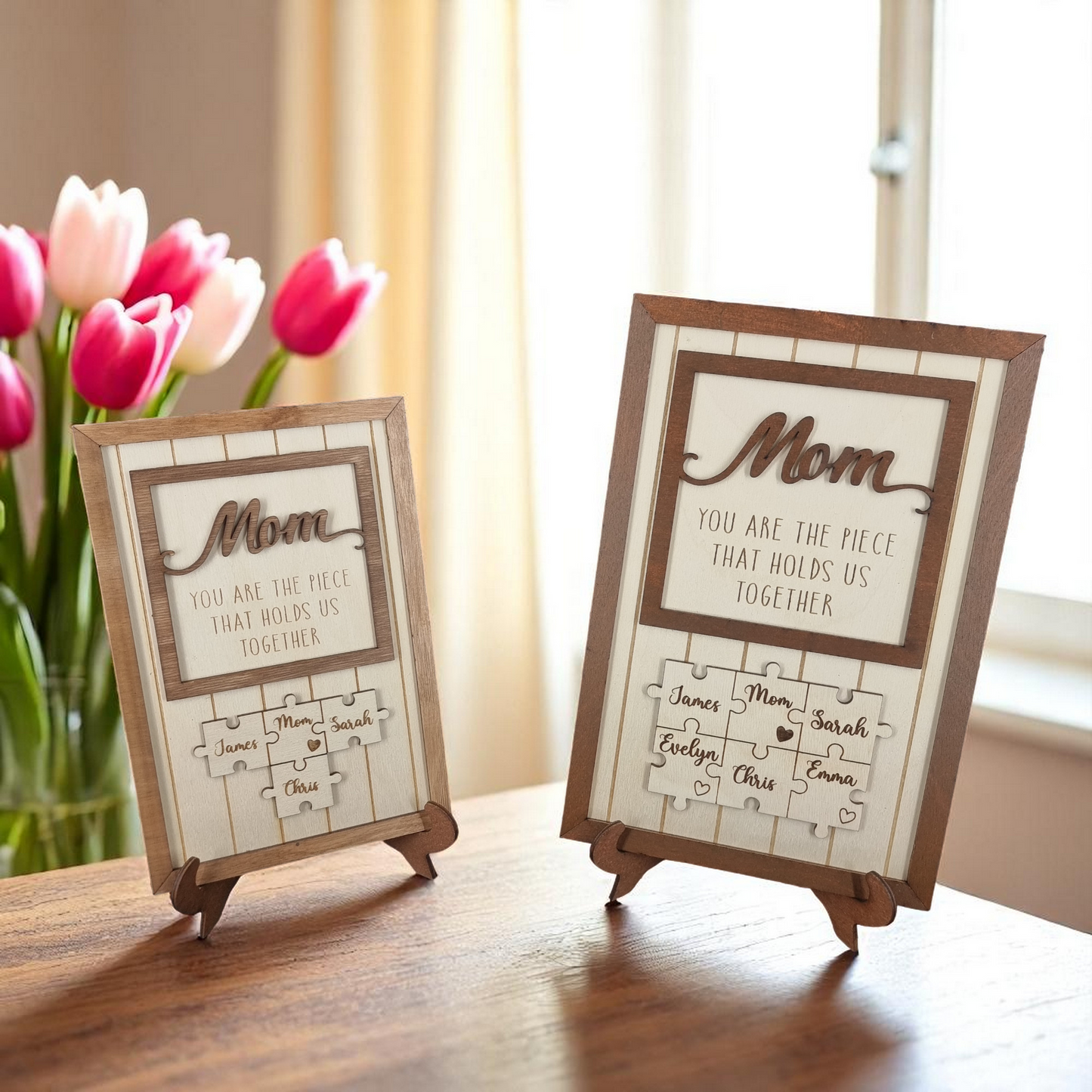 Personalized Mom Gift 'You are the piece that holds us together' - Puzzle with names