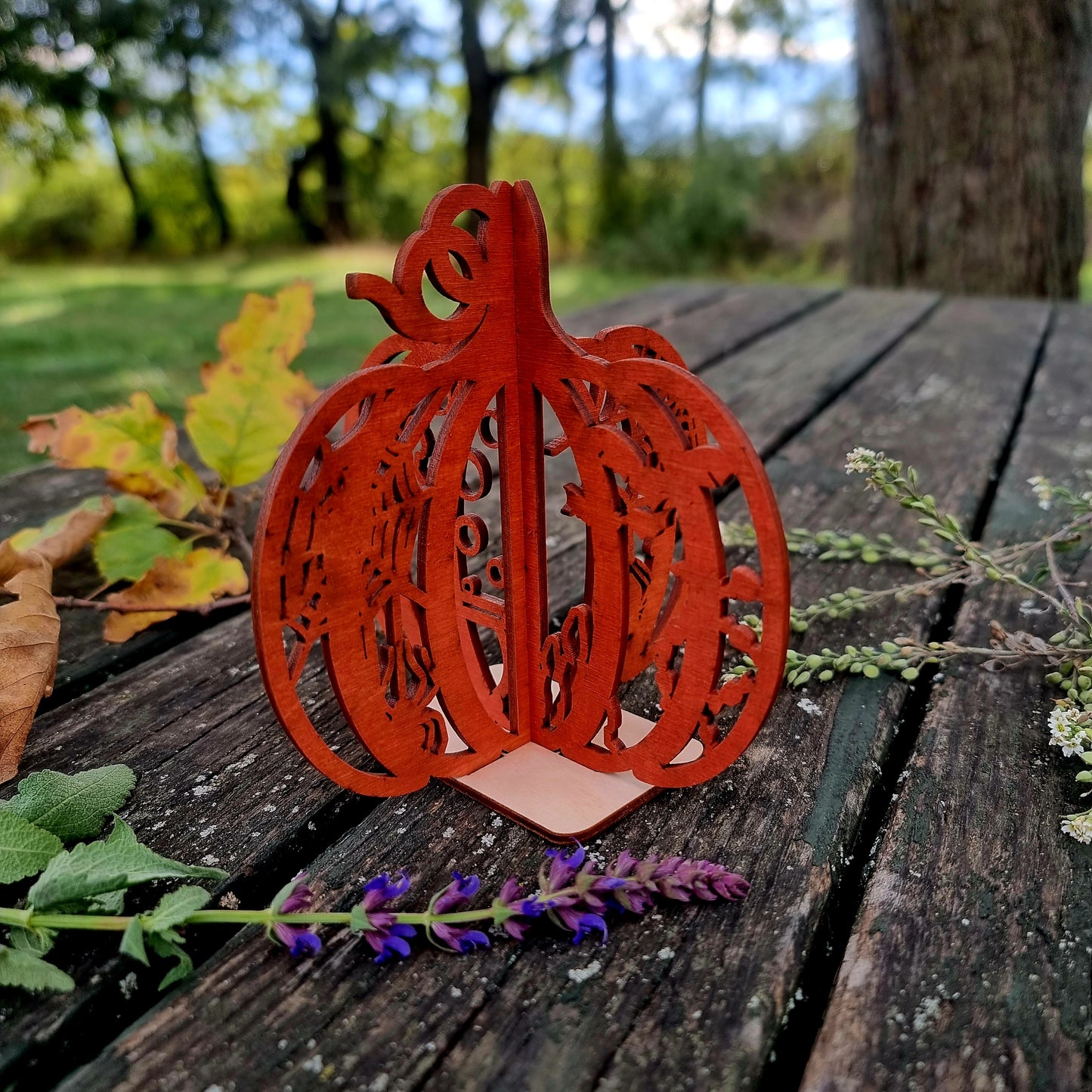 3D Wooden Pumpkin Halloween Decor