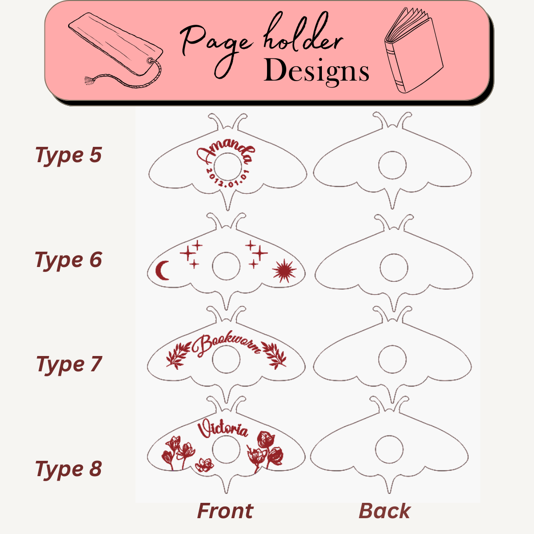 Personalized Moth Page Holder & Custom Wooden Bookmark Set