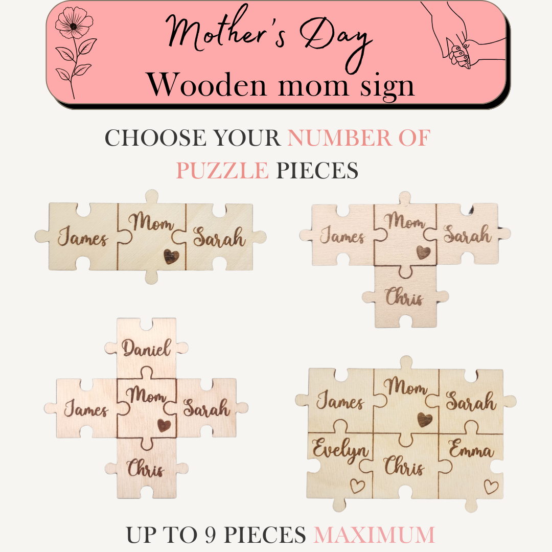 Personalized Mom Gift 'You are the piece that holds us together' - Puzzle with names