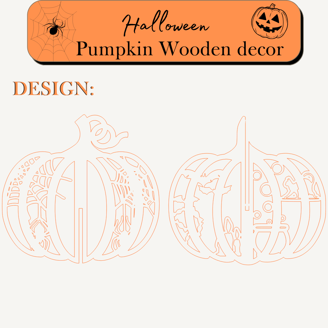 3D Wooden Pumpkin Halloween Decor