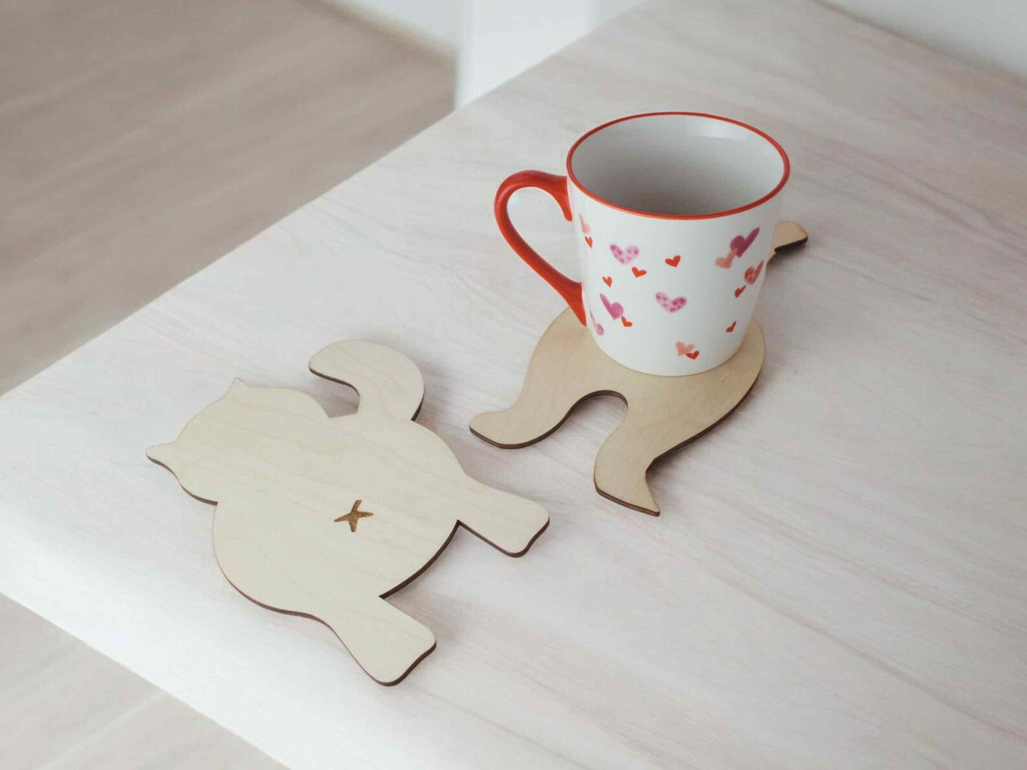 Set of Funny Cat Shaped Coasters - Wooden Coasters (8,12 pieces)