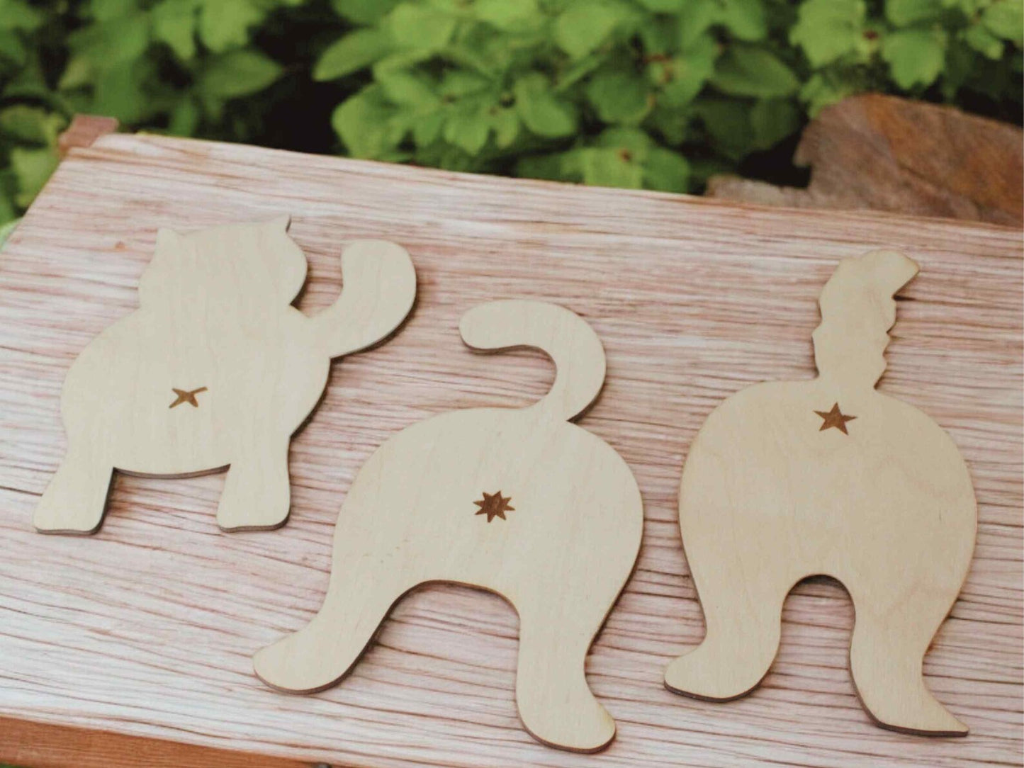 Set of Funny Cat Shaped Coasters - Wooden Coasters (8,12 pieces)