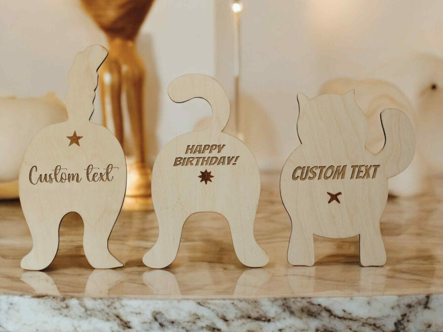 Set of Funny Cat Shaped Coasters - Wooden Coasters (8,12 pieces)