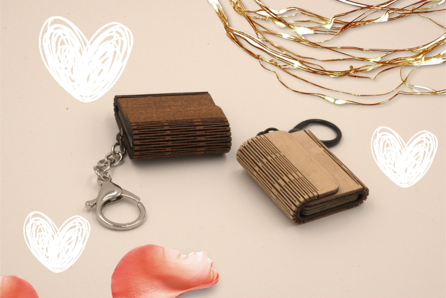 Captivating Wooden Mini Photo Album Keychain