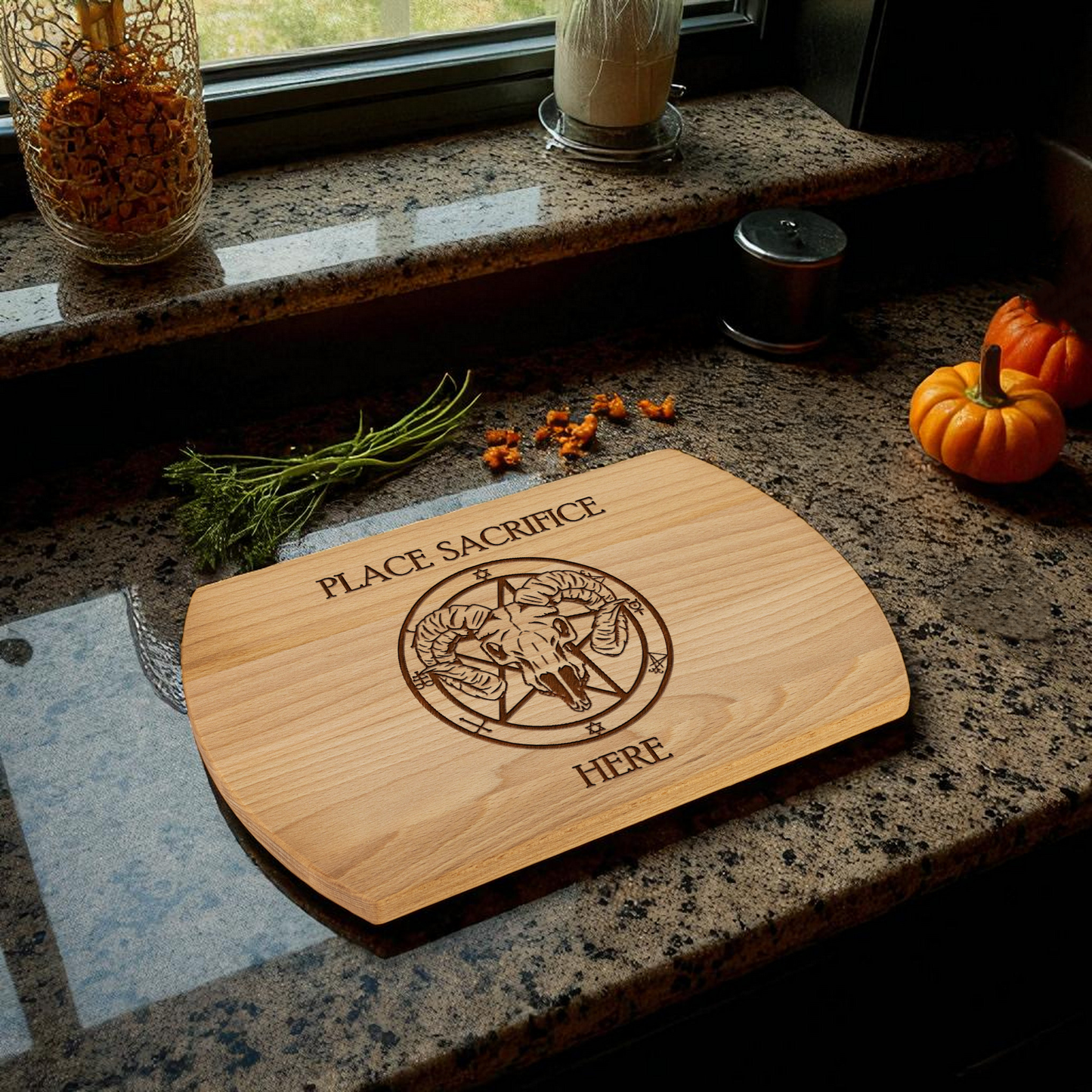 Place Sacrifice Here Laser Engraved Cutting Board