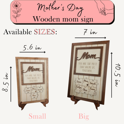 Personalized Mom Gift 'You are the piece that holds us together' - Puzzle with names