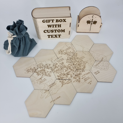 🦅 Enchanting "Fourth Wing" Hexagonal Coaster Set – Map Puzzle (12 Pieces) 🌟