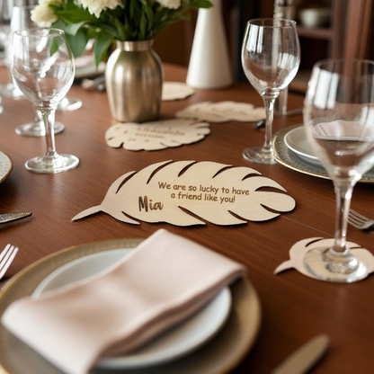 Personalized Feather Place Cards for Wedding Table