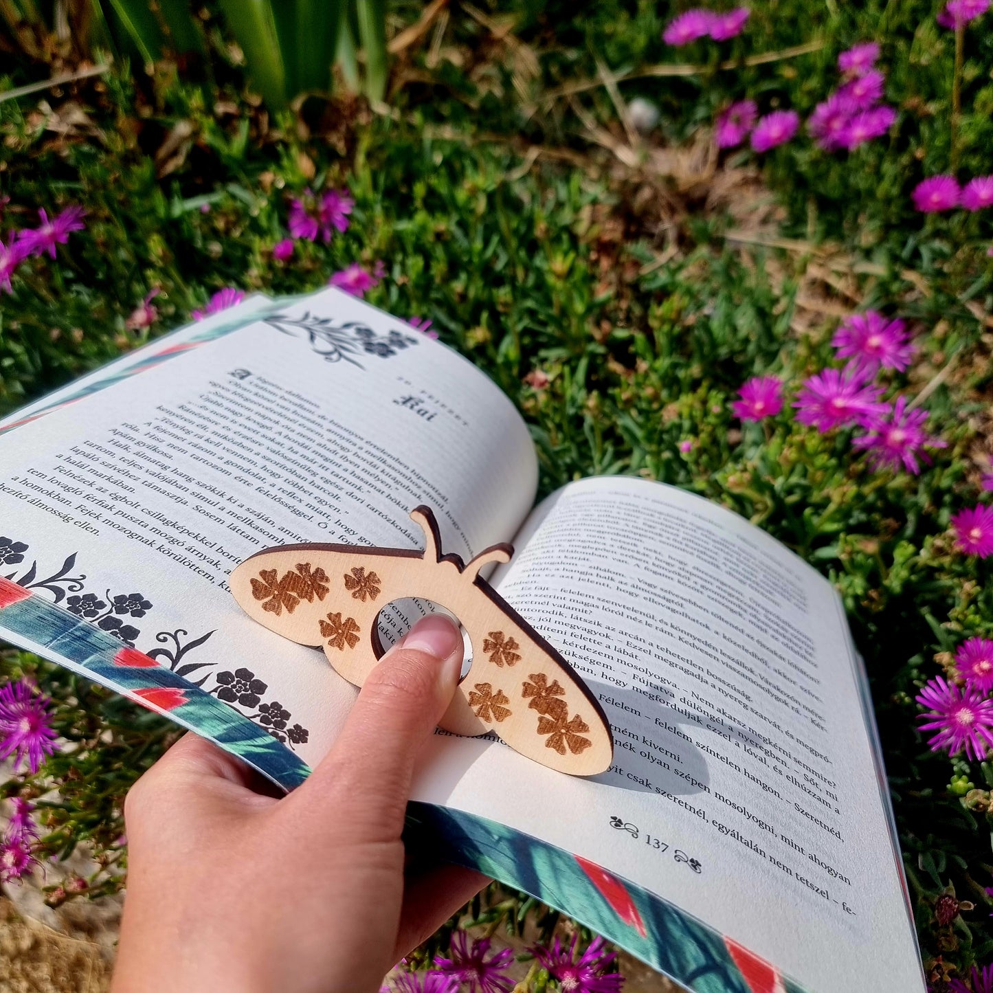 Personalized Moth Page Holder & Custom Wooden Bookmark Set