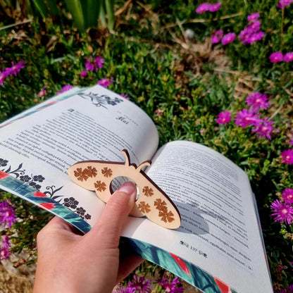 Personalized Moth Page Holder & Custom Wooden Bookmark Set