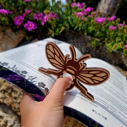 Personalized Bee Page Holder & Custom Wooden Bookmark Set