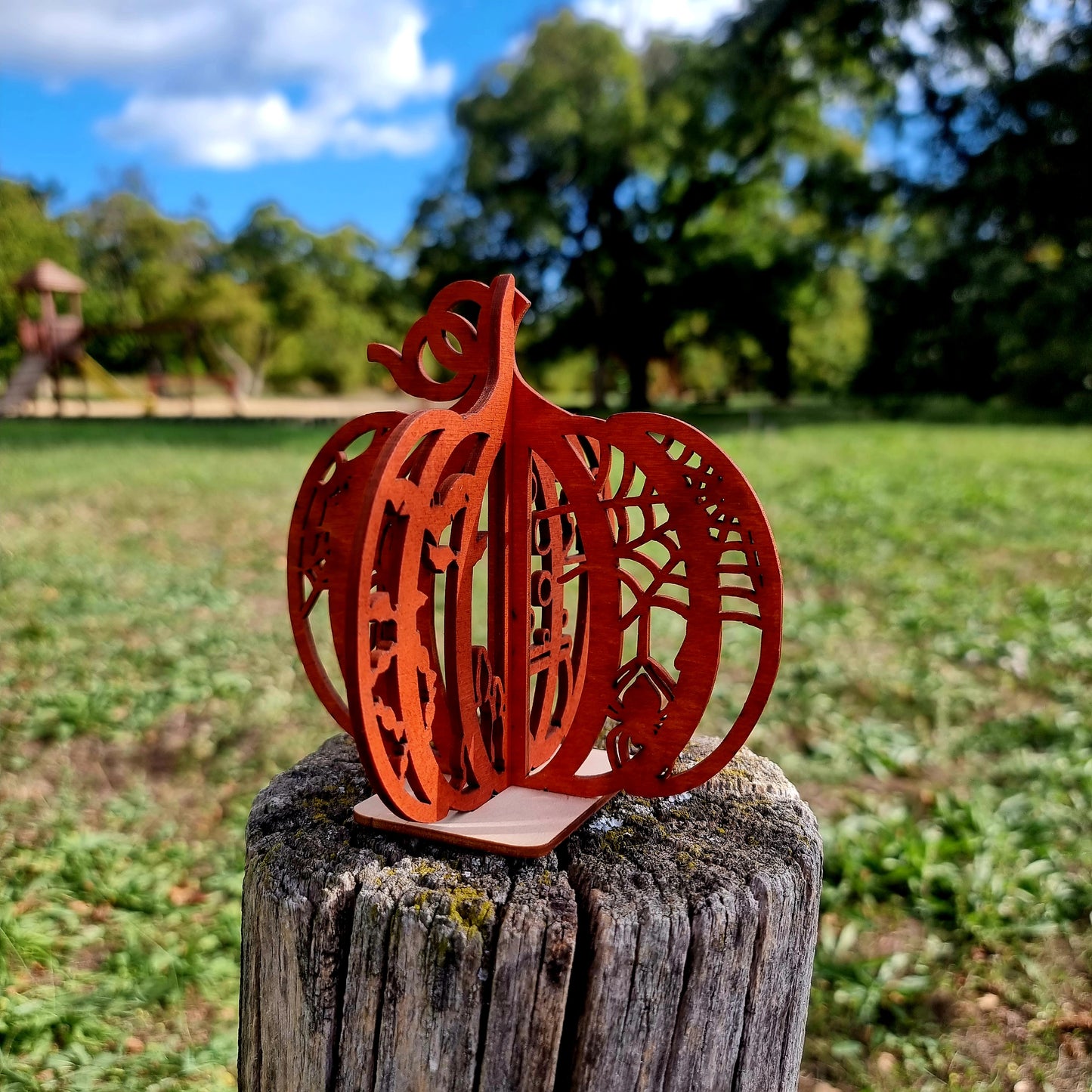3D Wooden Pumpkin Halloween Decor