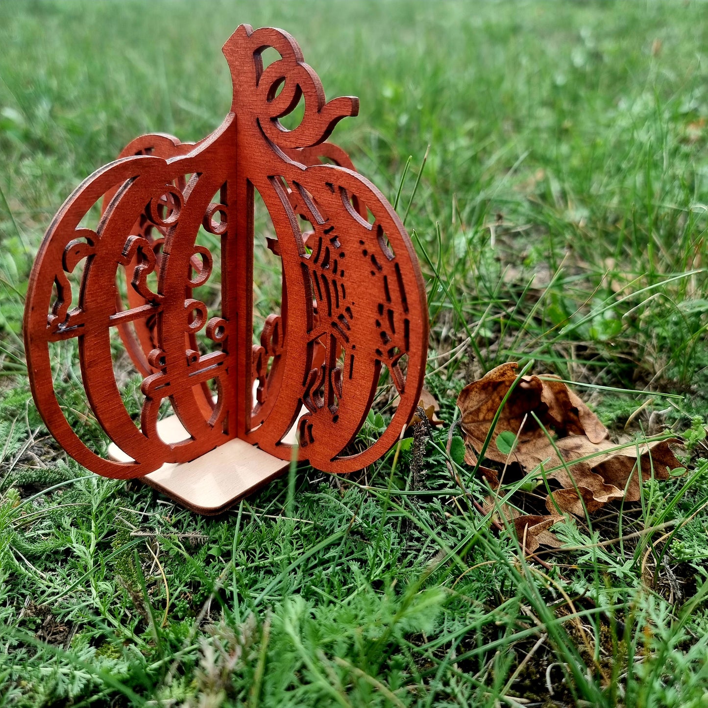 3D Wooden Pumpkin Halloween Decor