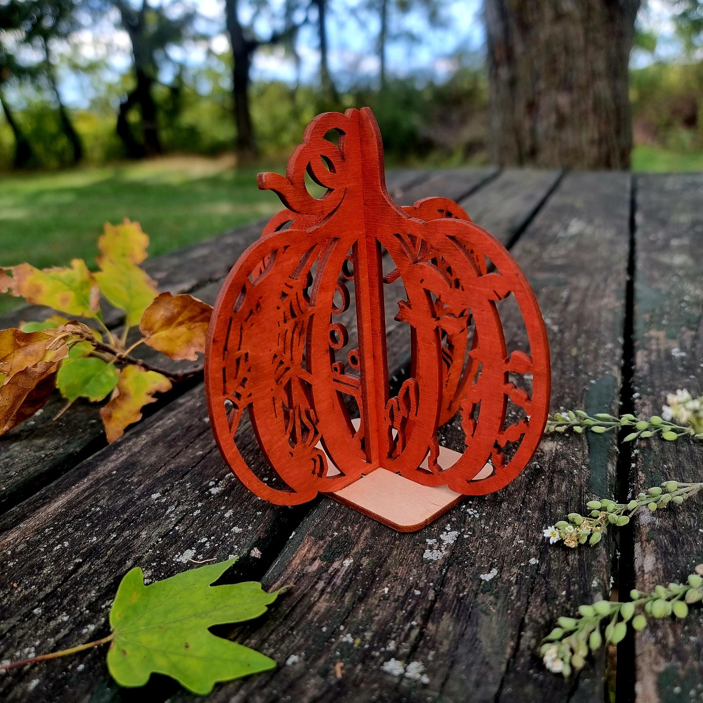 3D Wooden Pumpkin Halloween Decor
