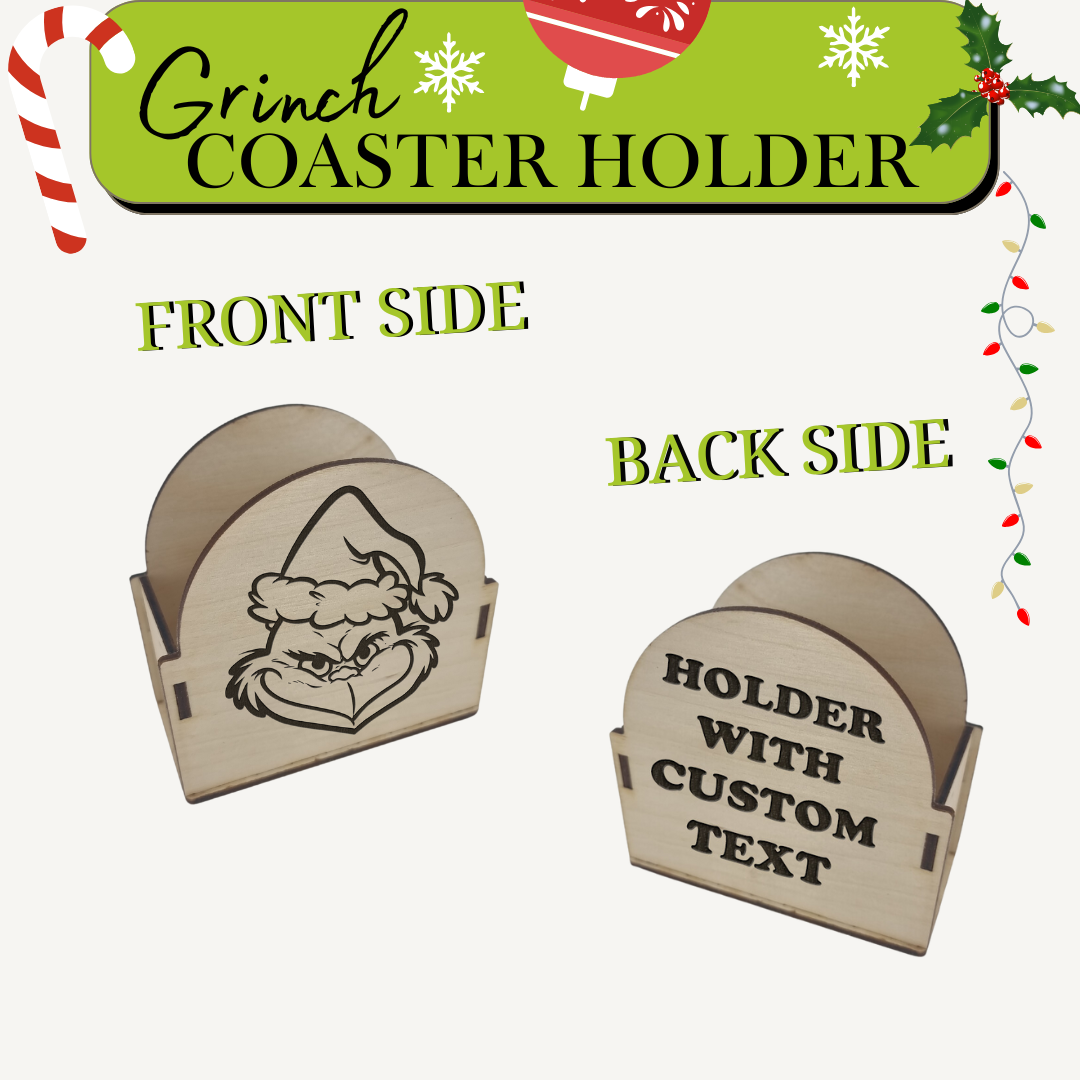 Grinch Wooden Coaster Set (6) – Add Holiday Fun to Your Table! 🎄✨