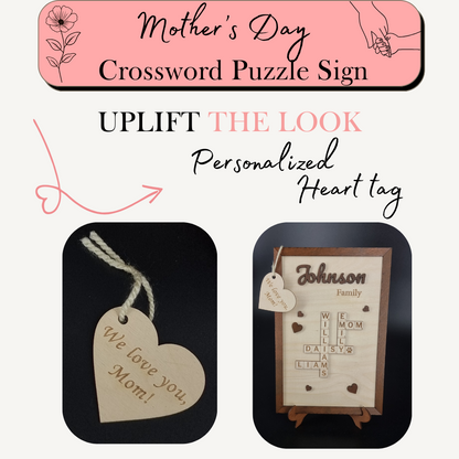 Custom Wooden Crossword Puzzle Sign with Kids' Names