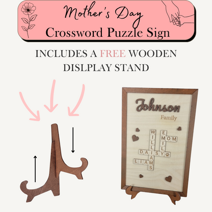 Custom Wooden Crossword Puzzle Sign with Kids' Names