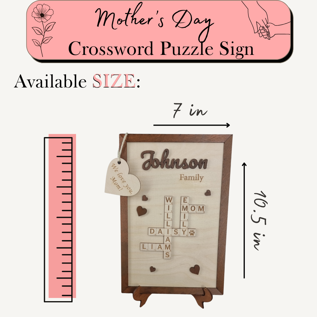 Custom Wooden Crossword Puzzle Sign with Kids' Names