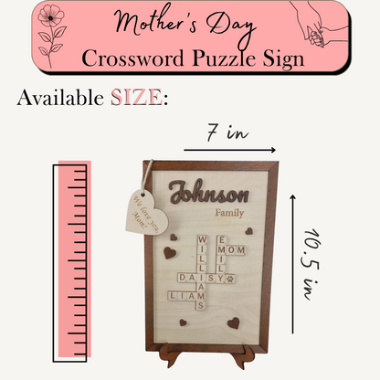 Custom Wooden Crossword Puzzle Sign with Kids' Names