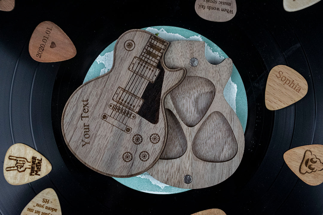 Personalized Guitar Pick Holder - 6 Styles - 8 Wood Types