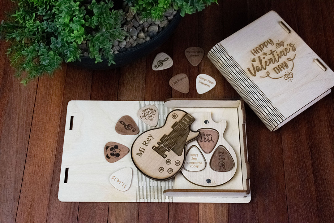 Personalized Guitar Pick Holder - 6 Styles - 8 Wood Types