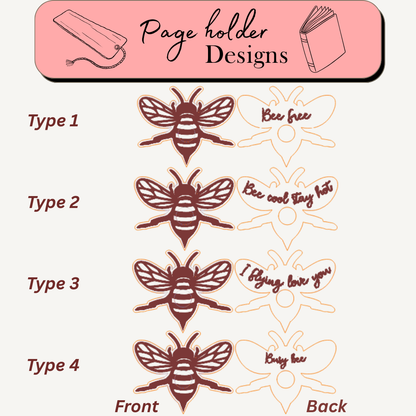 Personalized Bee Page Holder & Custom Wooden Bookmark Set