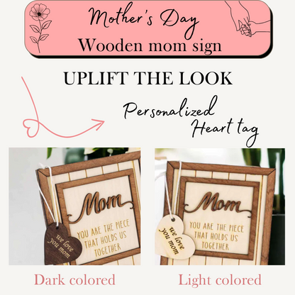 Personalized Mom Gift 'You are the piece that holds us together' - Puzzle with names