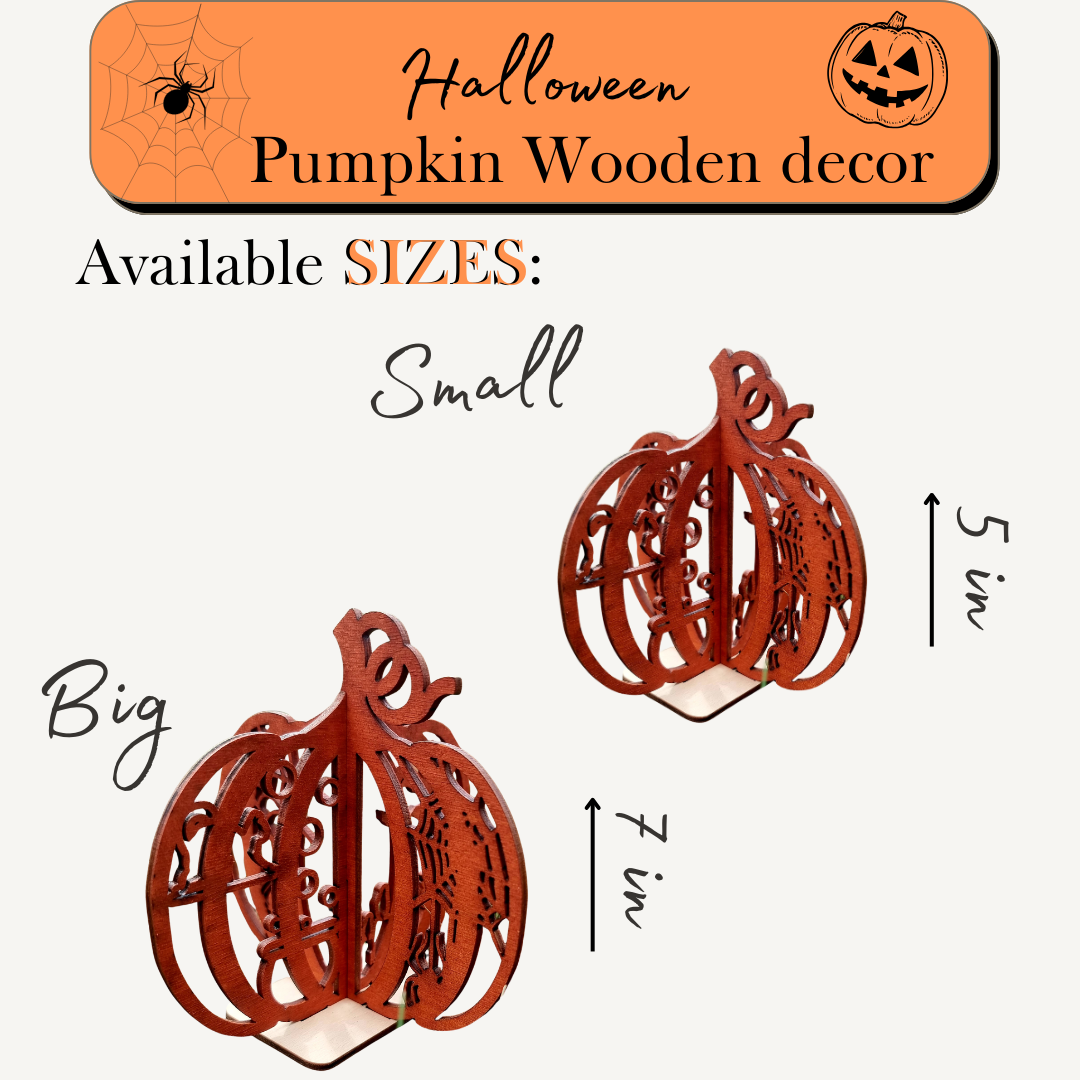 3D Wooden Pumpkin Halloween Decor