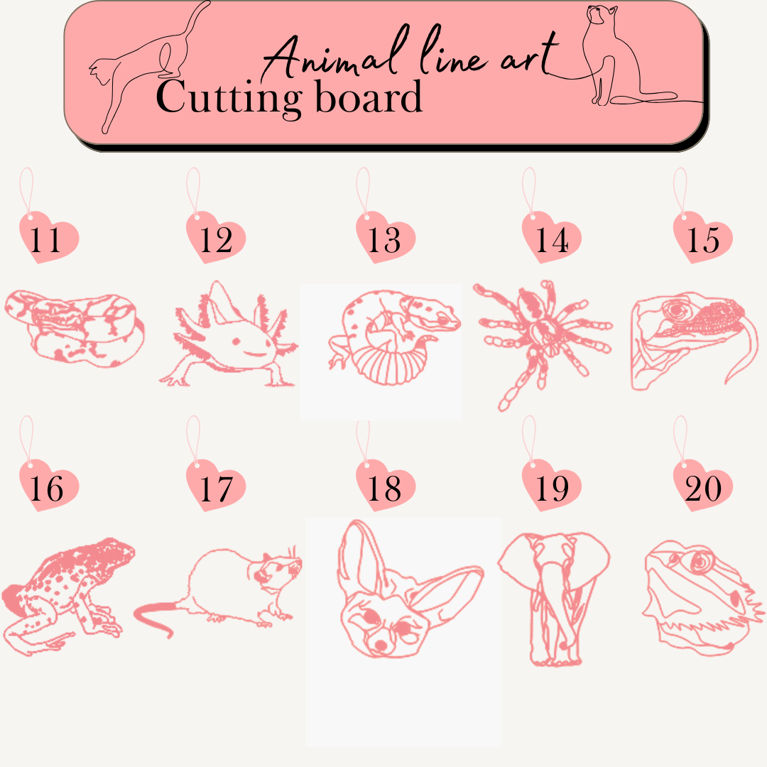 Line Art Animal Cutting Board
