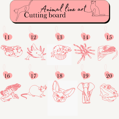 Line Art Animal Cutting Board