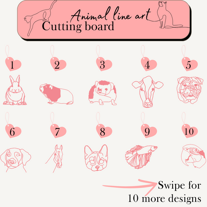 Line Art Animal Cutting Board