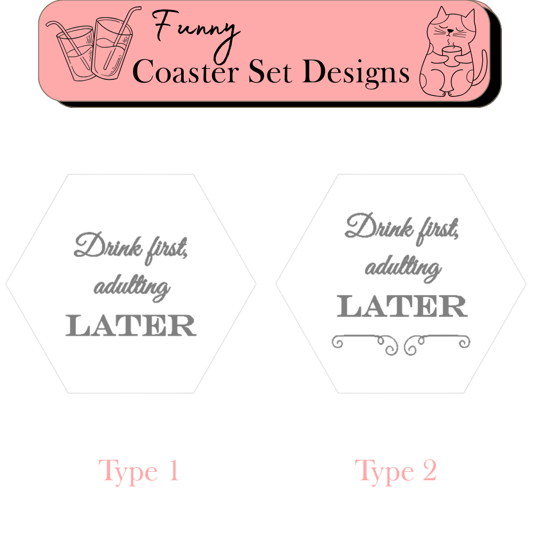 Funny Wooden Coaster Set With Sarcastic Quotes