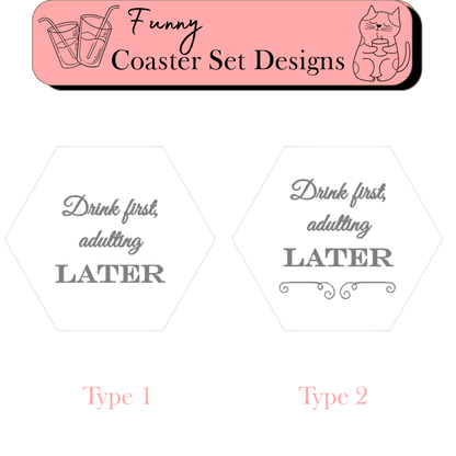 Funny Wooden Coaster Set With Sarcastic Quotes