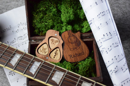 Personalized Guitar Pick Holder - 6 Styles - 8 Wood Types