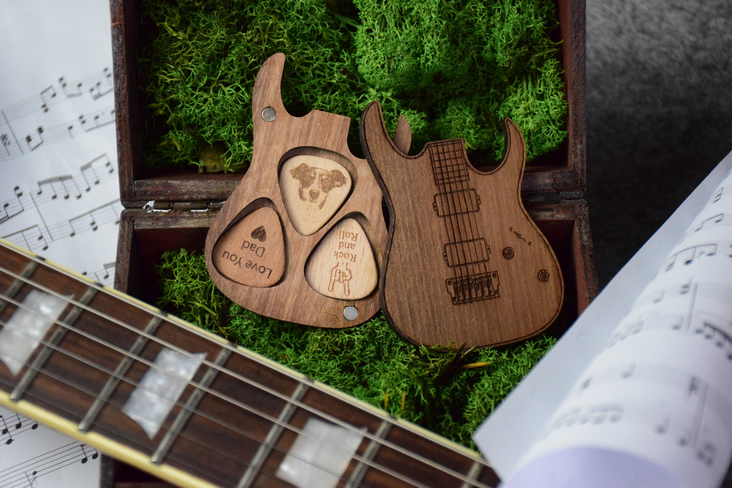 Personalized Guitar Pick Holder - 6 Styles - 8 Wood Types