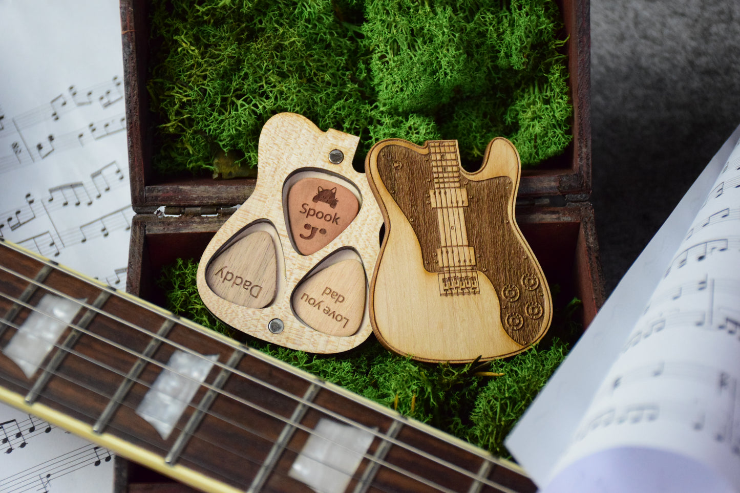 Personalized Guitar Pick Holder - 6 Styles - 8 Wood Types