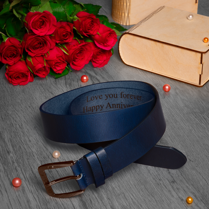 Custom Engraved Men's Leather Belt – Personalized Elegance in 6 Colors