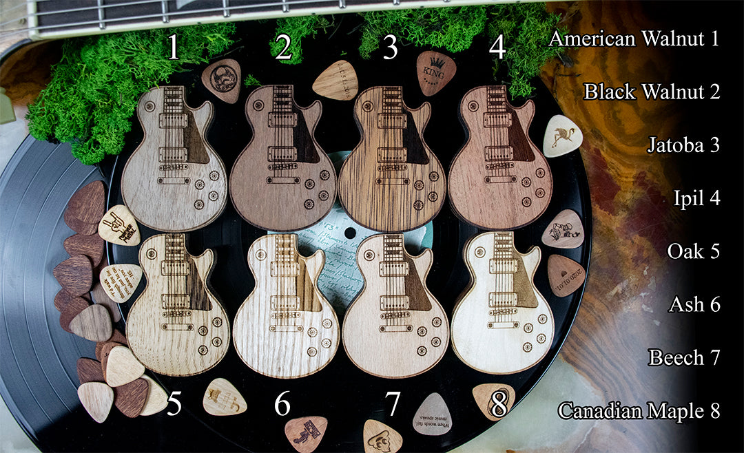 Personalized Guitar Pick Holder - 6 Styles - 8 Wood Types