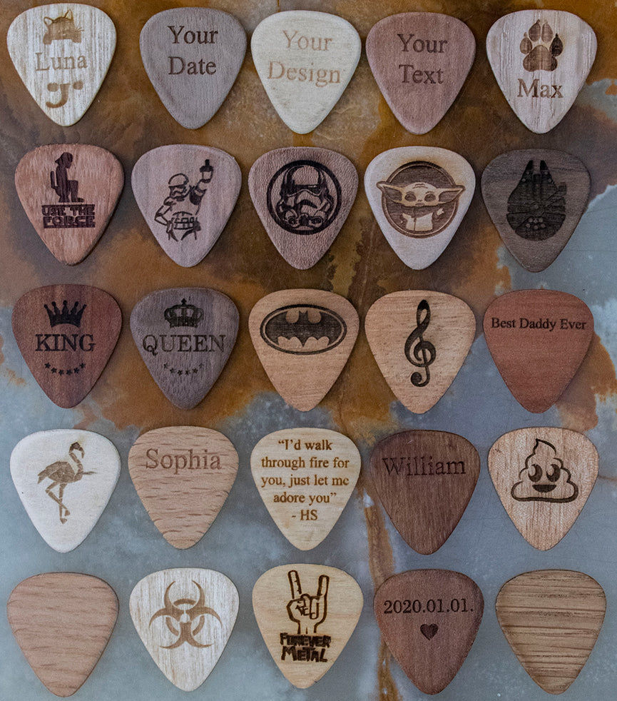 Personalized Guitar Pick Holder - 6 Styles - 8 Wood Types