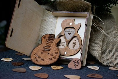 Personalized Guitar Pick Holder - 6 Styles - 8 Wood Types