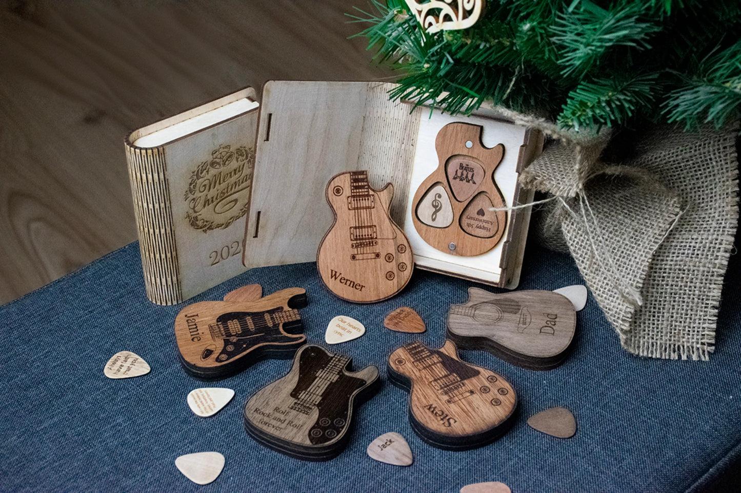 Personalized Guitar Pick Holder - 6 Styles - 8 Wood Types