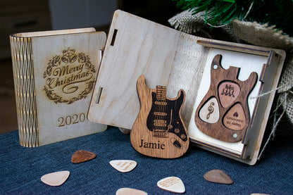 Personalized Guitar Pick Holder - 6 Styles - 8 Wood Types