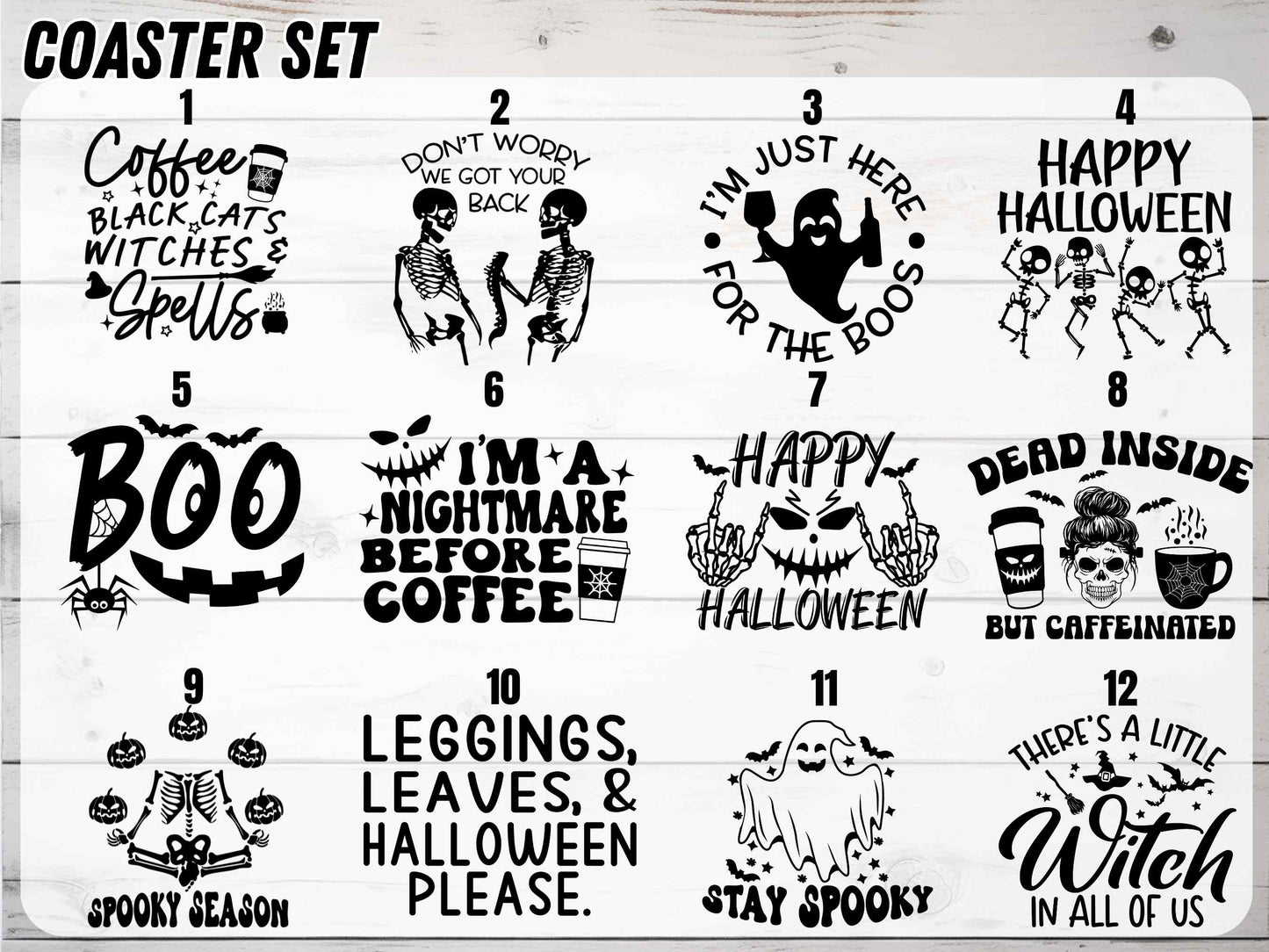 Funny Halloween Engraved Custom Coaster Set - Halloween Home Decor