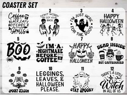 Funny Halloween Engraved Custom Coaster Set - Halloween Home Decor