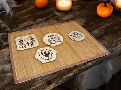 Funny Halloween Engraved Custom Coaster Set - Halloween Home Decor