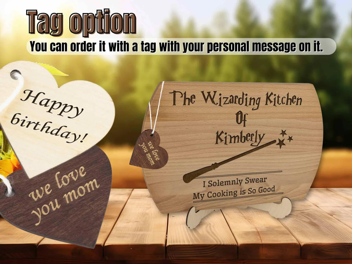 Personalized Wizard Cutting Board – Custom Engraved Quote “Eat You Will Feel Better” Magic Kitchen Gift