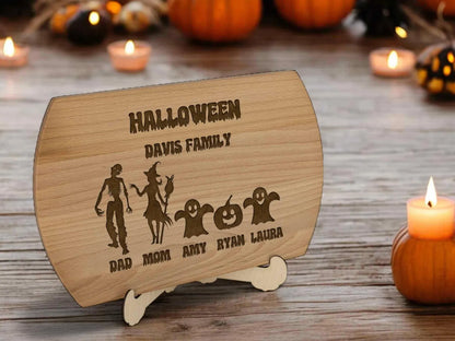 Custom Halloween Cutting Board - Personalized Halloween Decor - Spooky Personalized Family with Scary Creatures Horror Movie Fans