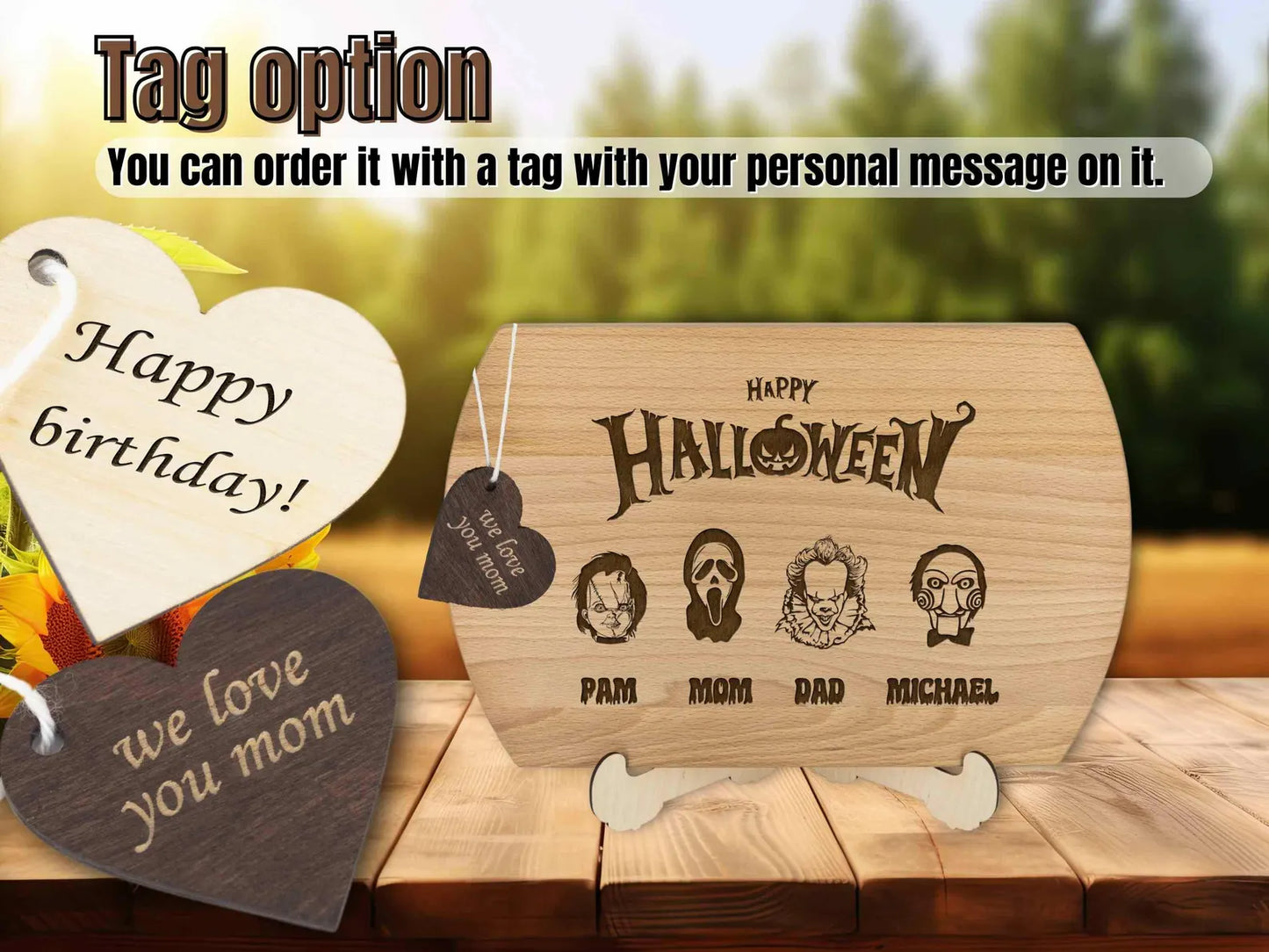 Custom Halloween Cutting Board - Personalized Halloween Decor - Spooky Personalized Family with Scary Creatures Horror Movie Fans