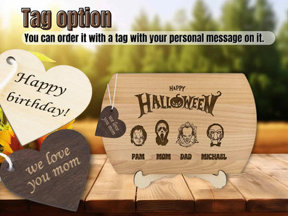 Custom Halloween Cutting Board - Personalized Halloween Decor - Spooky Personalized Family with Scary Creatures Horror Movie Fans